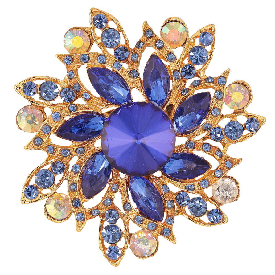 Брошка "Квітка з синіми стразами" фото №1