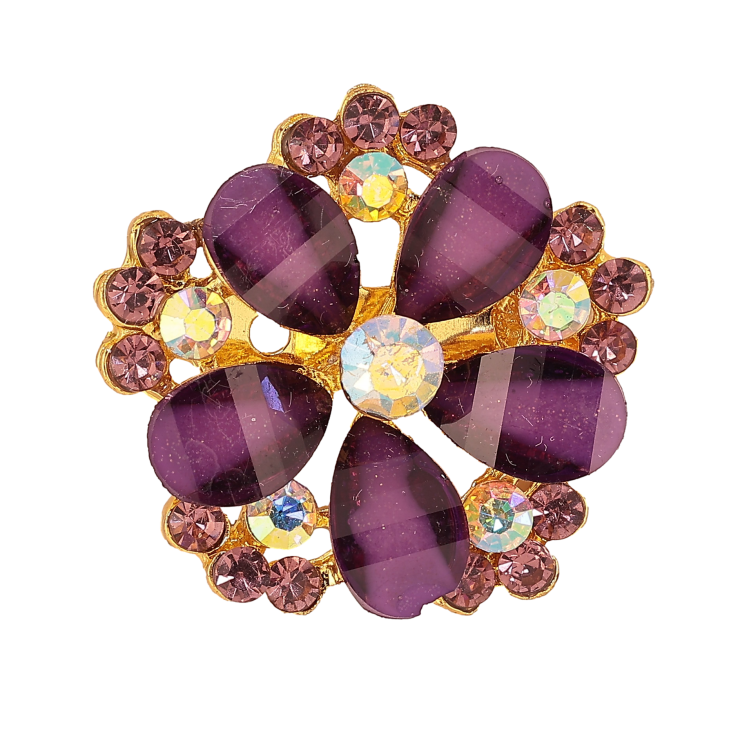 Брошь "Цветок с фиолетовыми стразами" фото №24