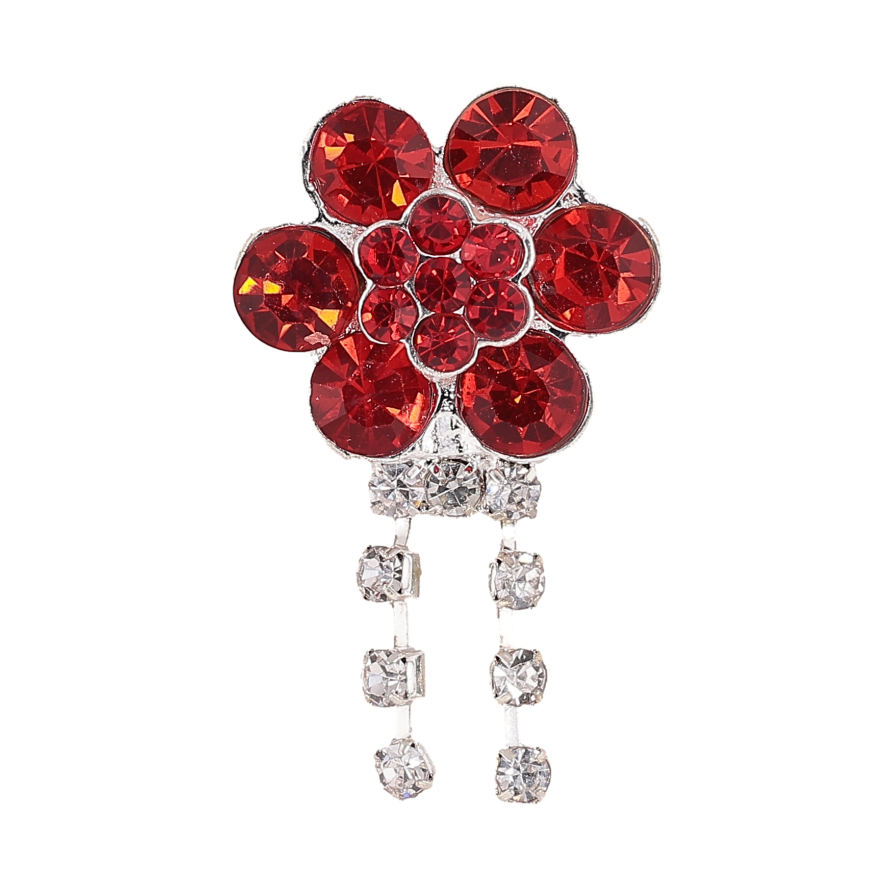 Брошь "Цветок с красными стразами" фото №1