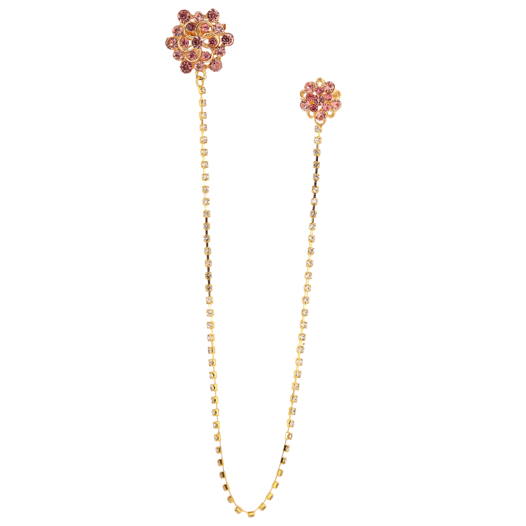 Брошь "Два розовых цветочка с кристальной цепочкой" фото №21