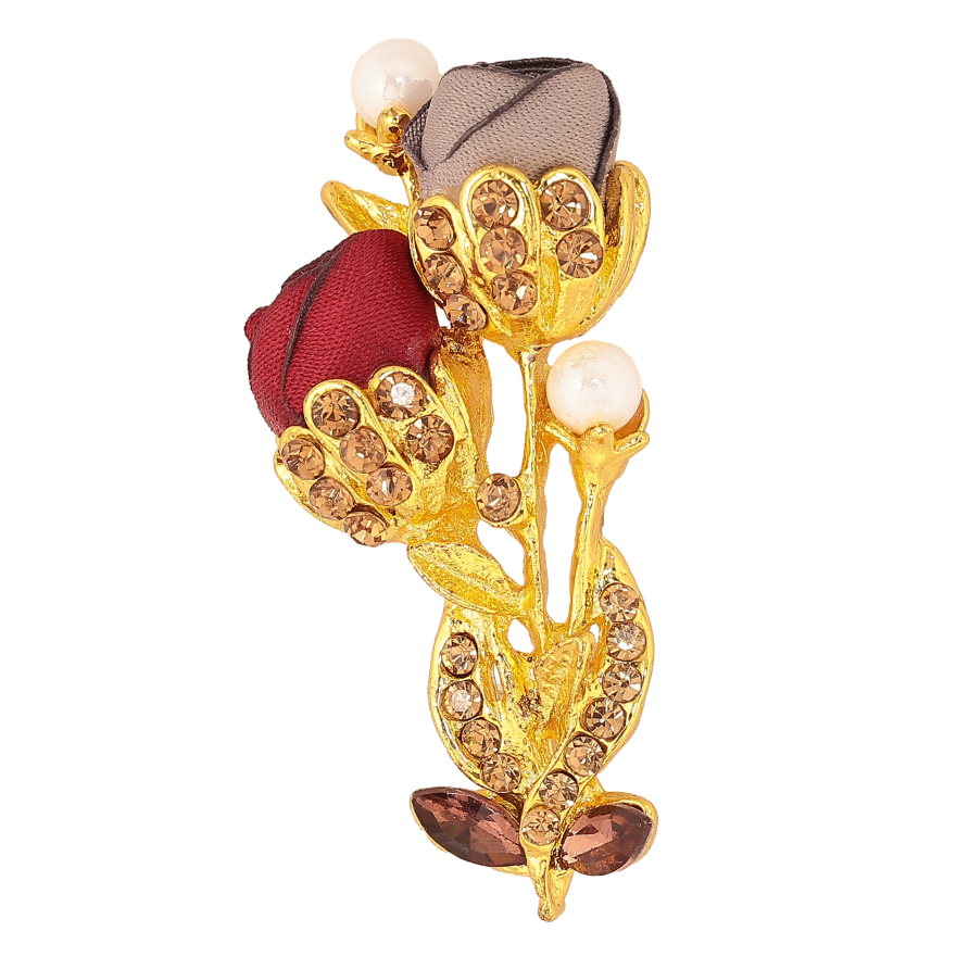 Брошка "Квіточка з атласними трояндами та стразами" фото №1
