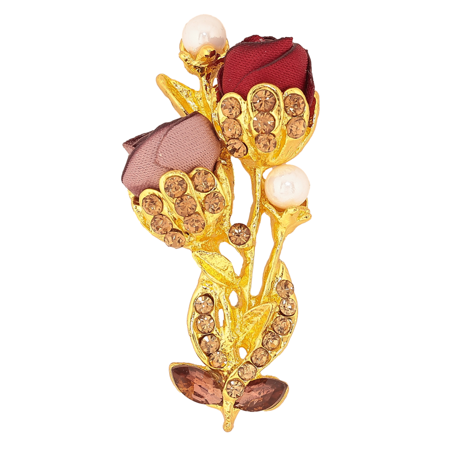 Брошка "Квіточка з атласними трояндами та стразами" фото №1