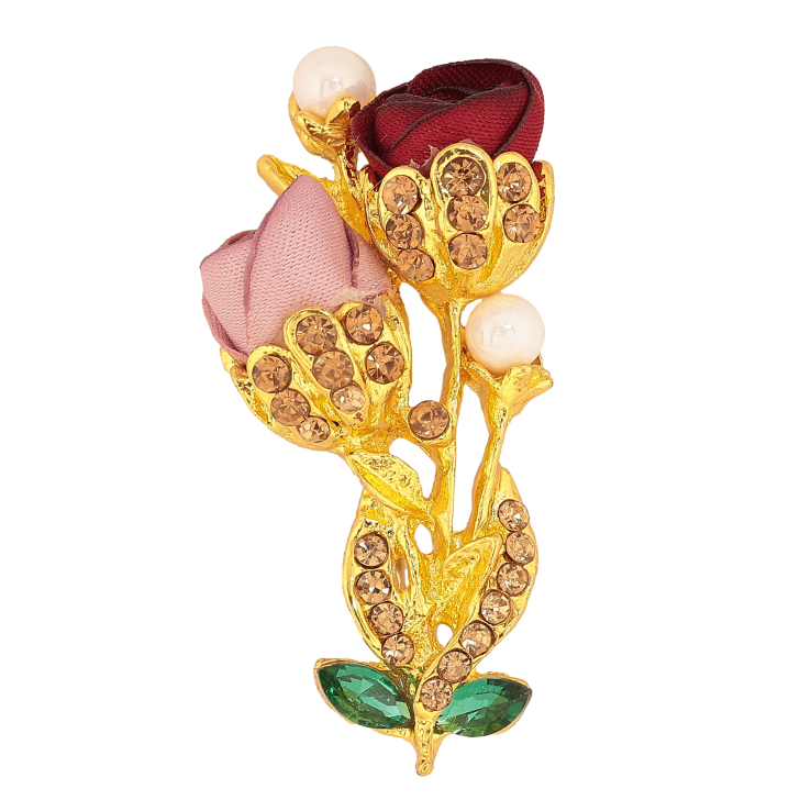 Брошка "Квіточка з атласними трояндами та стразами" фото №13