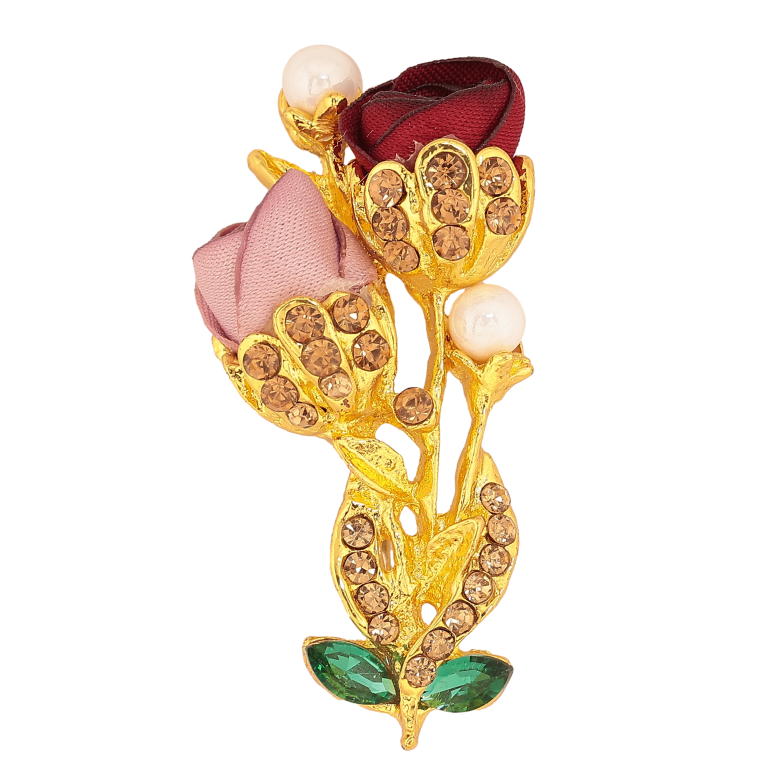 Брошка "Квіточка з атласними трояндами та стразами" фото №2