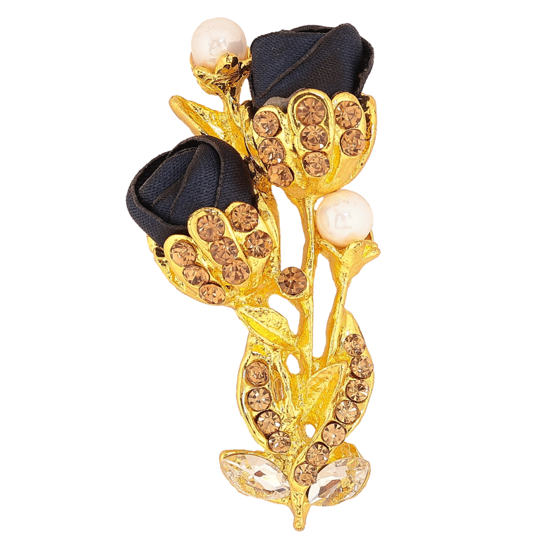 Брошка "Квіточка з атласними трояндами та стразами" фото №1