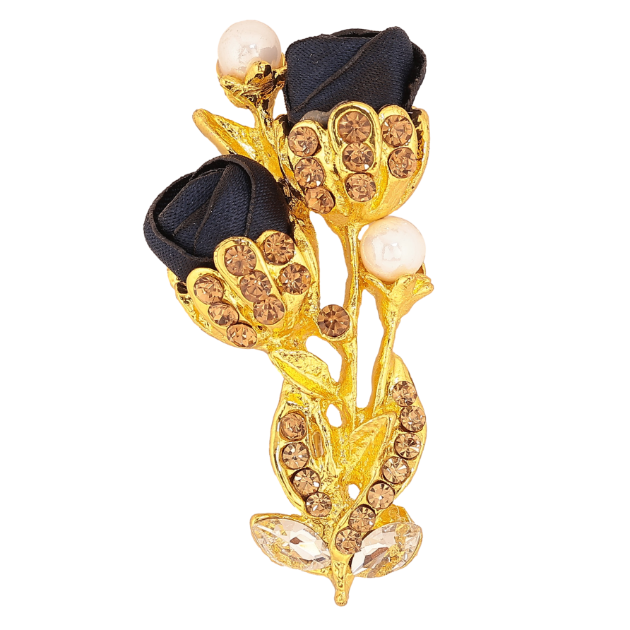 Брошка "Квіточка з атласними трояндами та стразами" фото №1