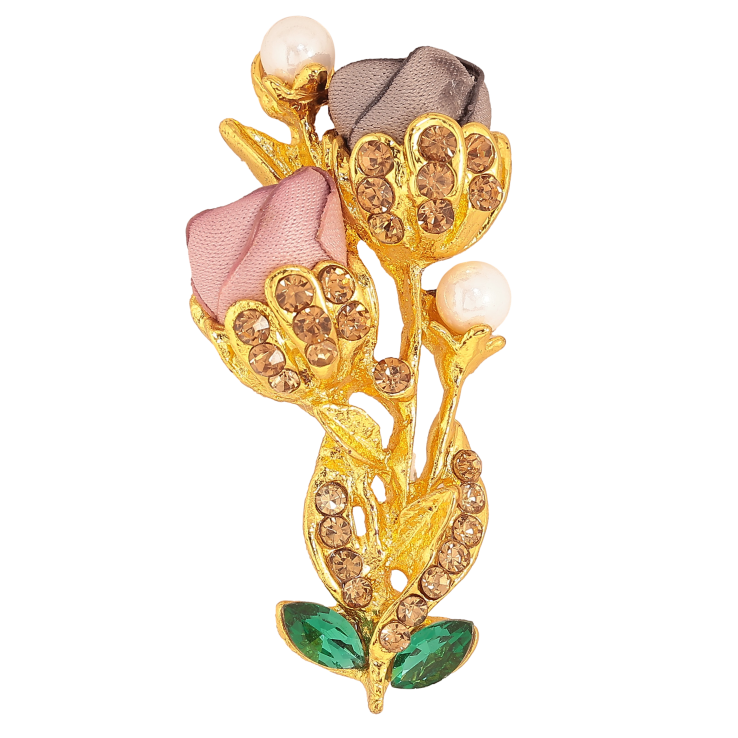 Брошка "Квіточка з атласними трояндами та стразами" фото №9