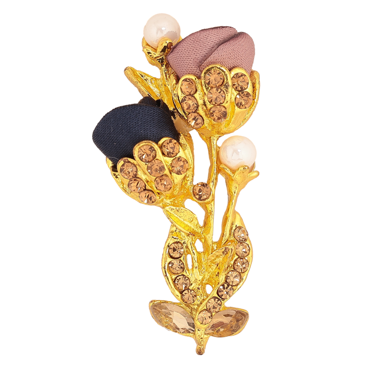 Брошка "Квіточка з атласними трояндами та стразами" фото №7