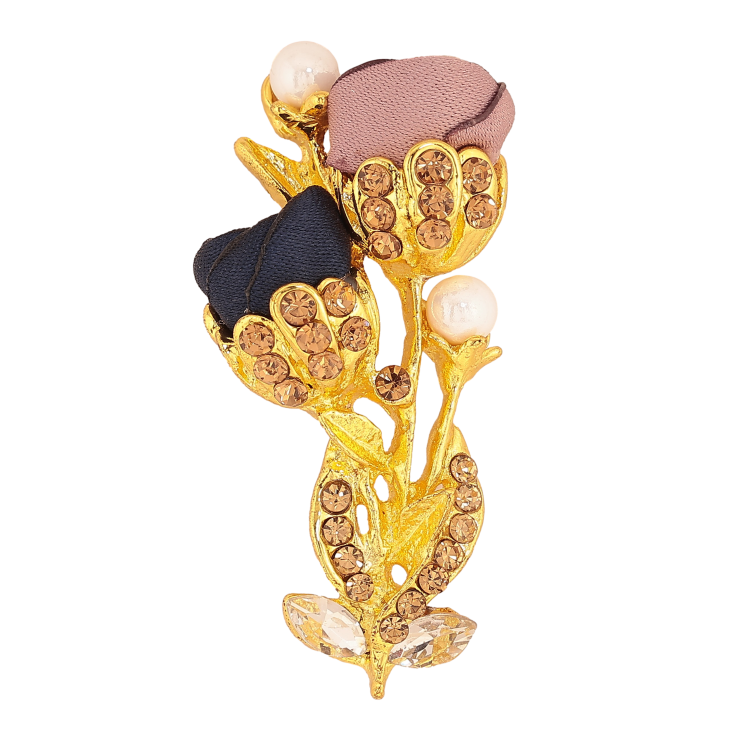 Брошка "Квіточка з атласними трояндами та стразами" фото №5