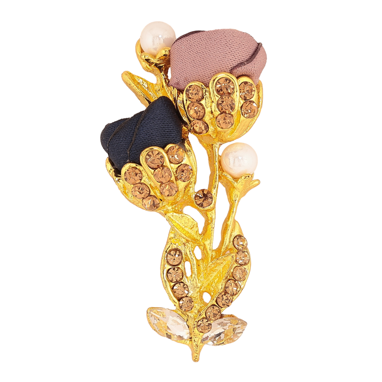 Брошка "Квіточка з атласними трояндами та стразами" фото №1