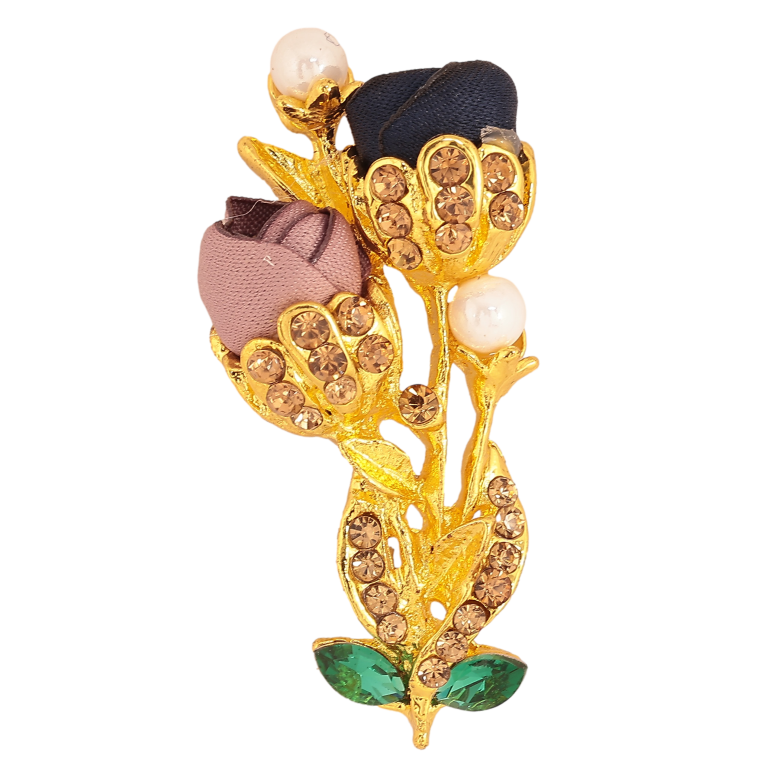 Брошка "Квіточка з атласними трояндами та стразами" фото №3