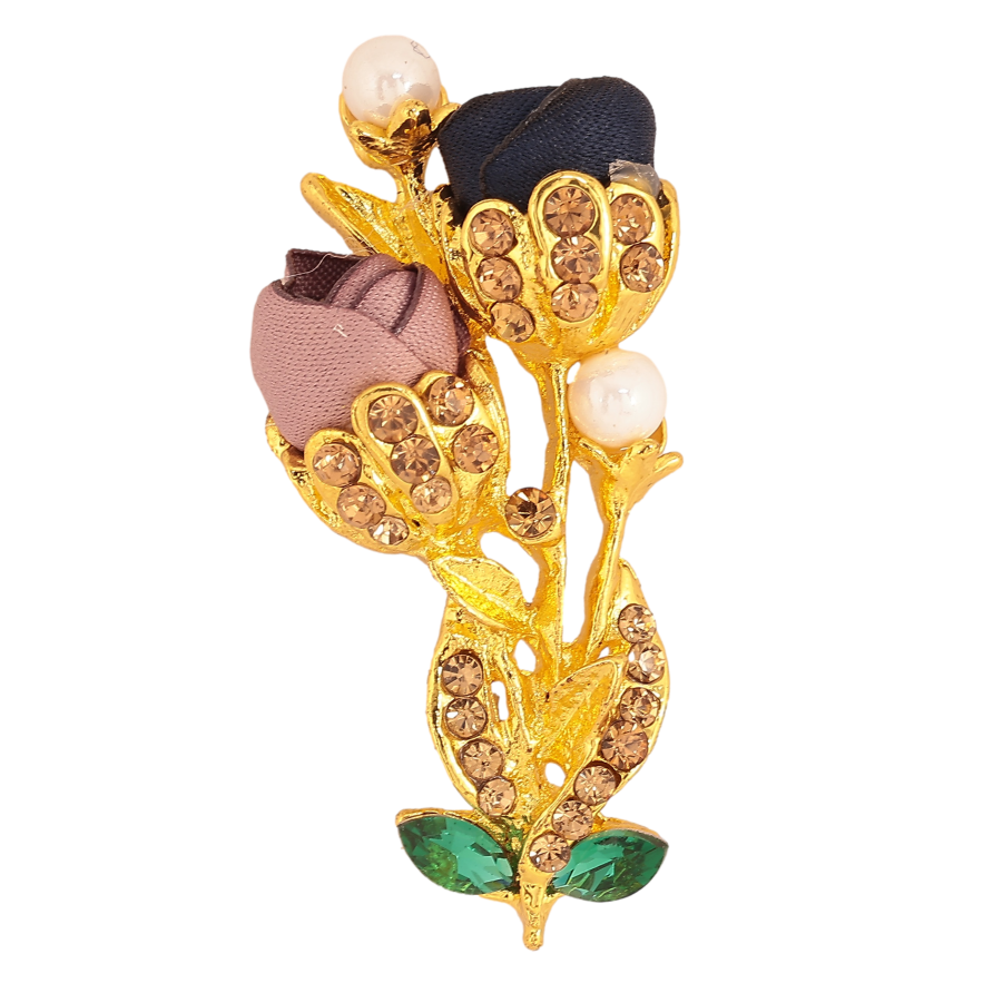 Брошка "Квіточка з атласними трояндами та стразами" фото №1