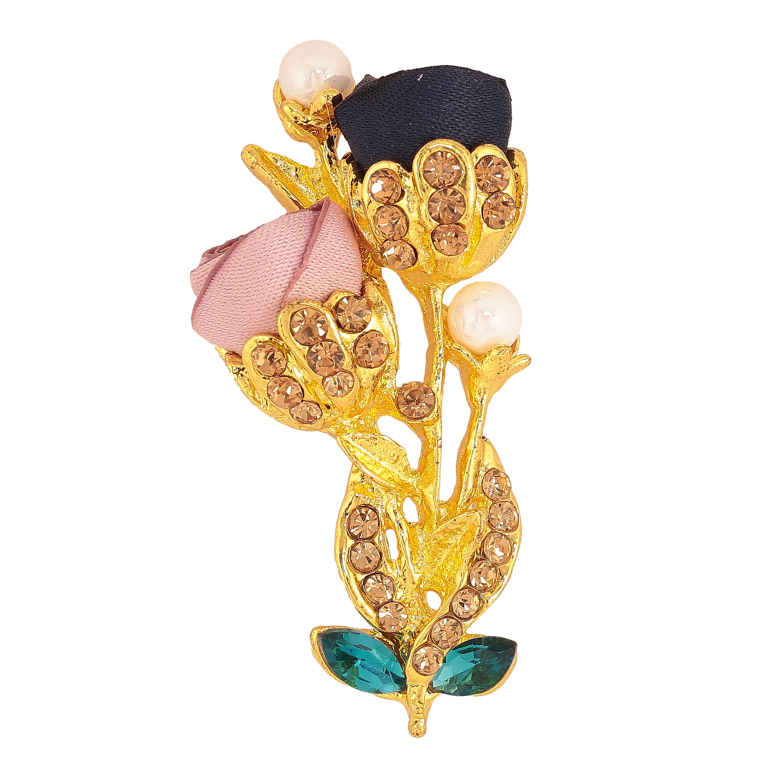 Брошка "Квіточка з атласними трояндами та стразами" фото №1