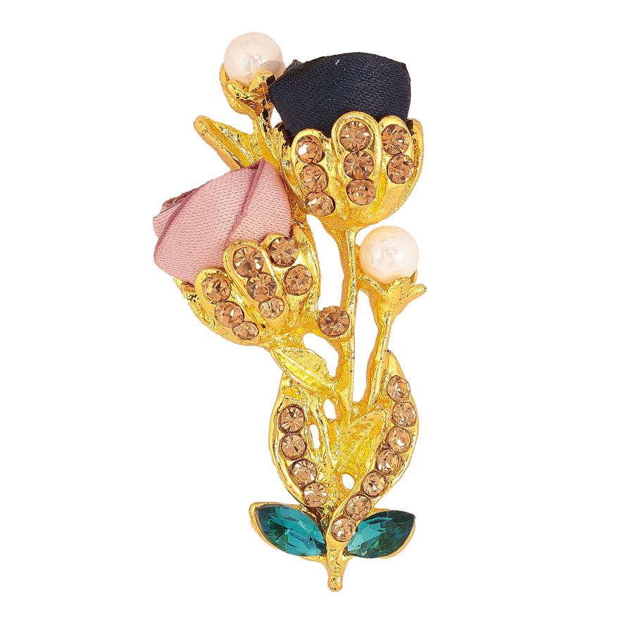 Брошка "Квіточка з атласними трояндами та стразами" фото №1