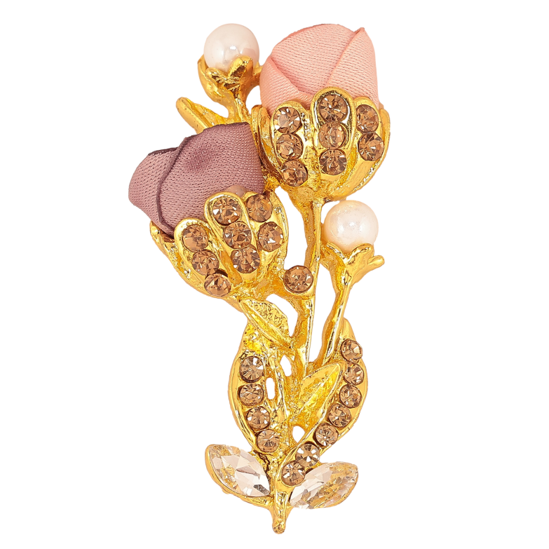 Брошка "Квіточка з атласними трояндами та стразами" фото №1