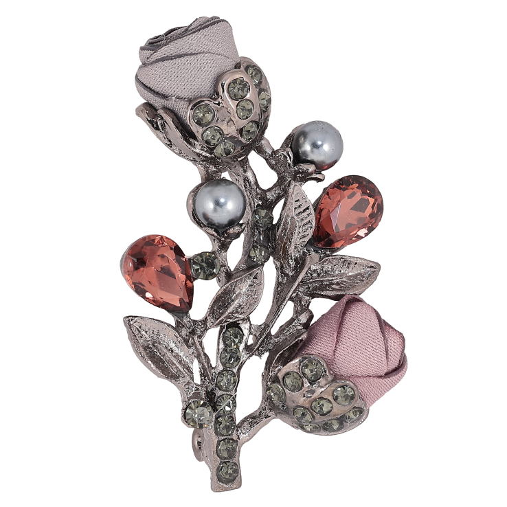 Брошка "Квіточка з атласними трояндами та стразами" фото №25