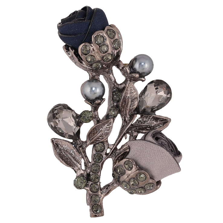 Брошка "Квіточка з атласними трояндами та стразами" фото №18
