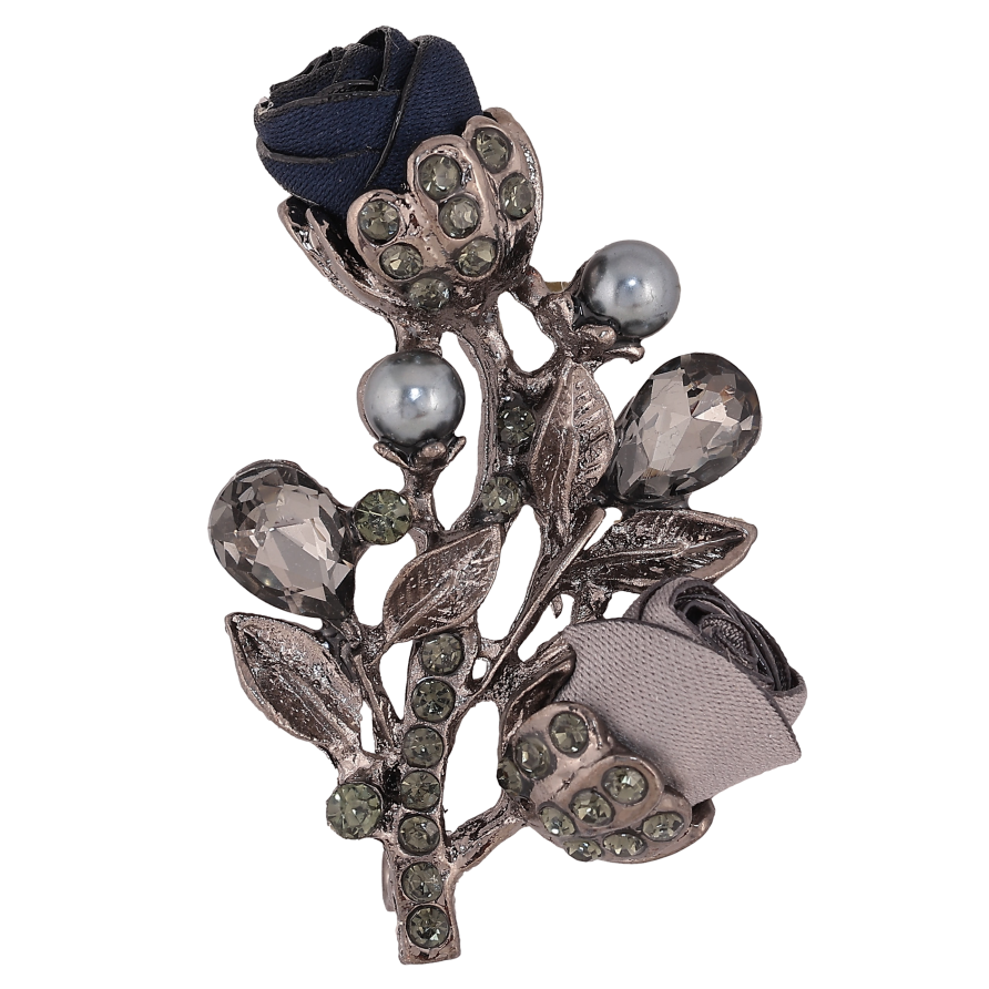Брошка "Квіточка з атласними трояндами та стразами" фото №1