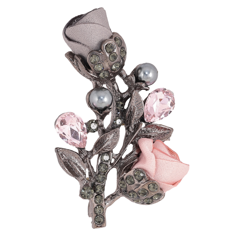 Брошка "Квіточка з атласними трояндами та стразами" фото №1