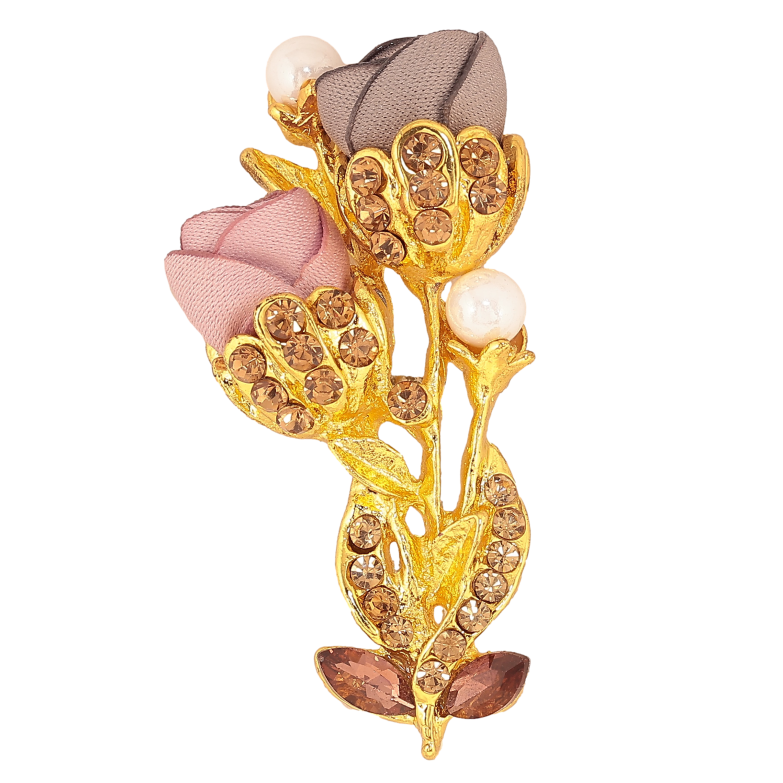 Брошка "Квіточка з атласними трояндами та стразами" фото №1