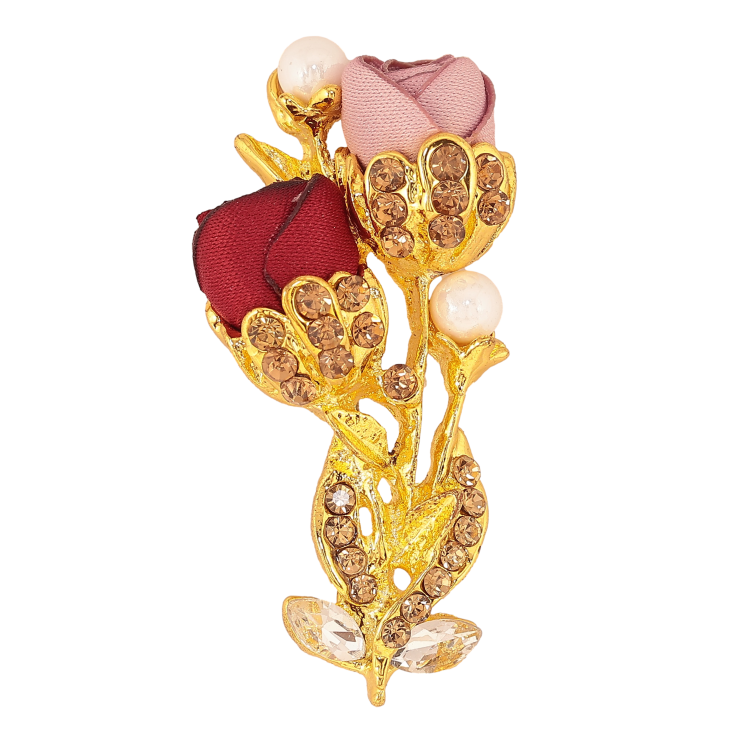 Брошка "Квіточка з атласними трояндами та стразами" фото №21