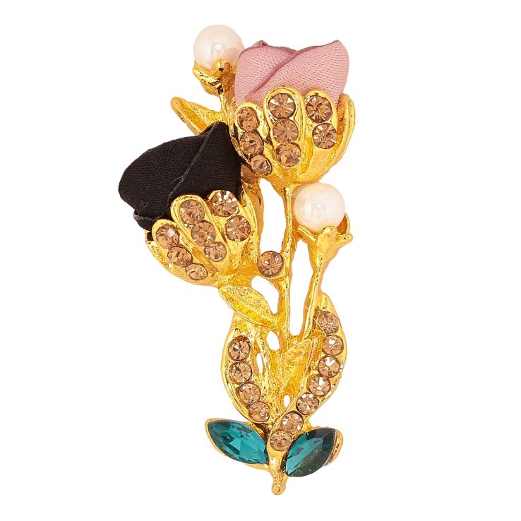 Брошка "Квіточка з атласними трояндами та стразами" фото №19