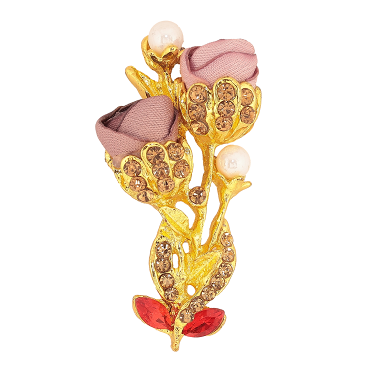 Брошь "Цветочек с атласными розами и стразами" фото №16