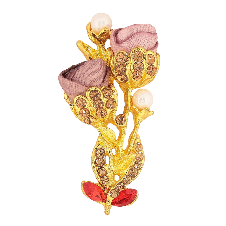 Брошка "Квіточка з атласними трояндами та стразами" фото №1