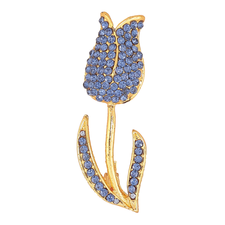 Брошь "Тюльпан с синими стразами" фото №12