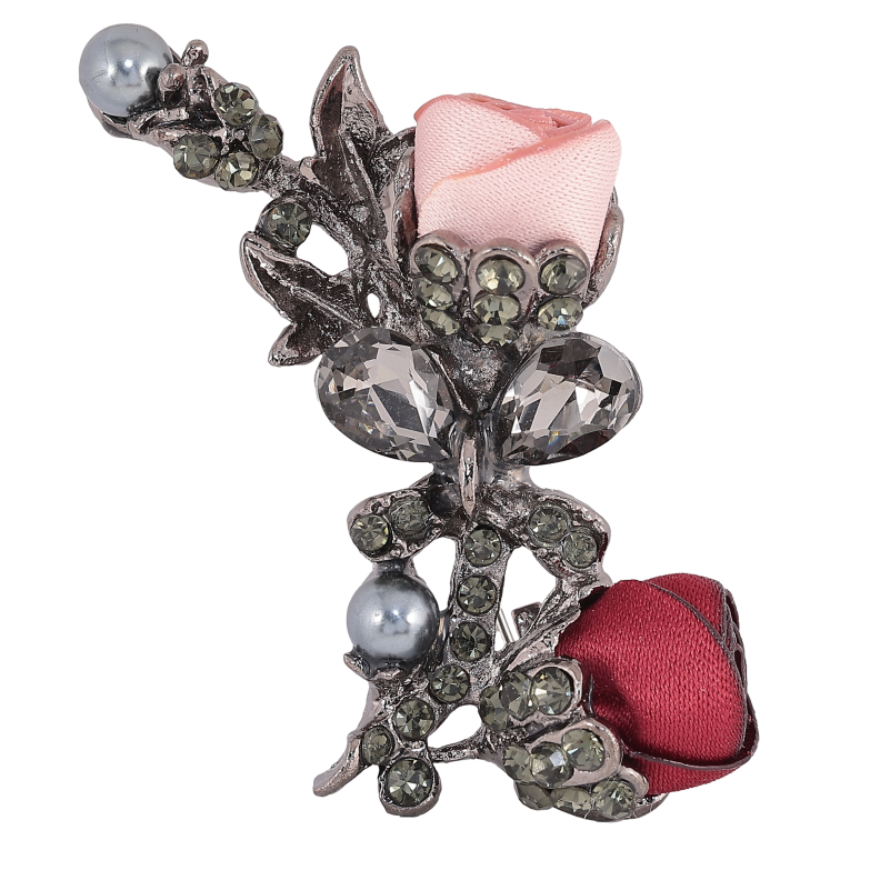 Брошь "Розовый и красный цветочки" фото №2 Брошь "Розовый и красный цветочки" фото №2