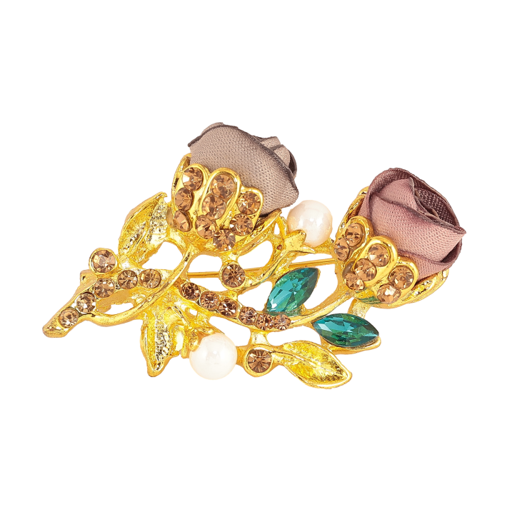 Брошь "Розовый и бежевый цветочки" фото №2 Брошь "Розовый и бежевый цветочки" фото №2
