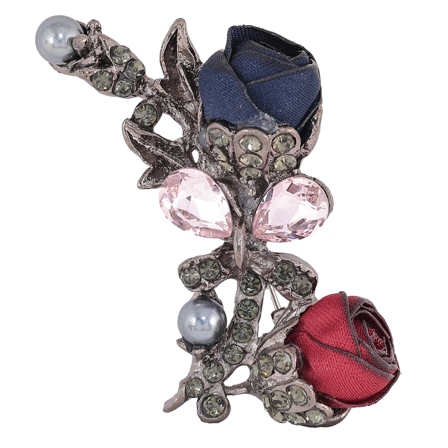 Брошка "Синя та червона квіточки" фото №1