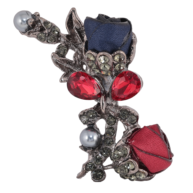 Брошь "Синий и красный цветочки" фото №2 Брошь "Синий и красный цветочки" фото №2