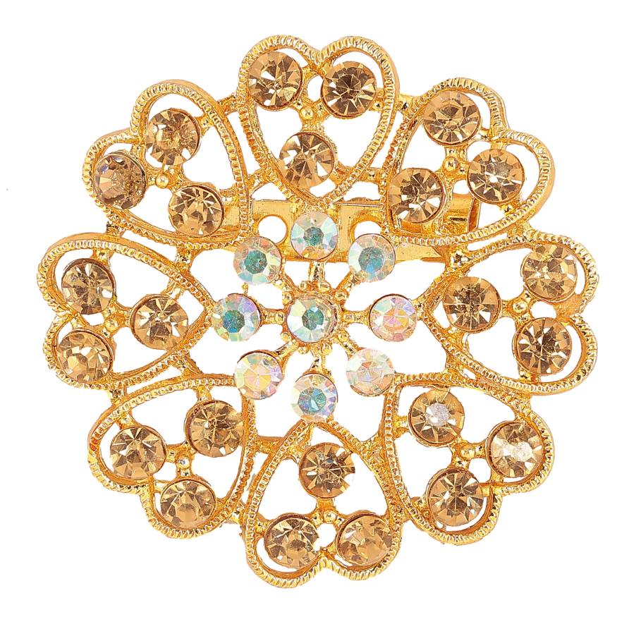 Брошь "Цветок с песочными стразами" фото №1