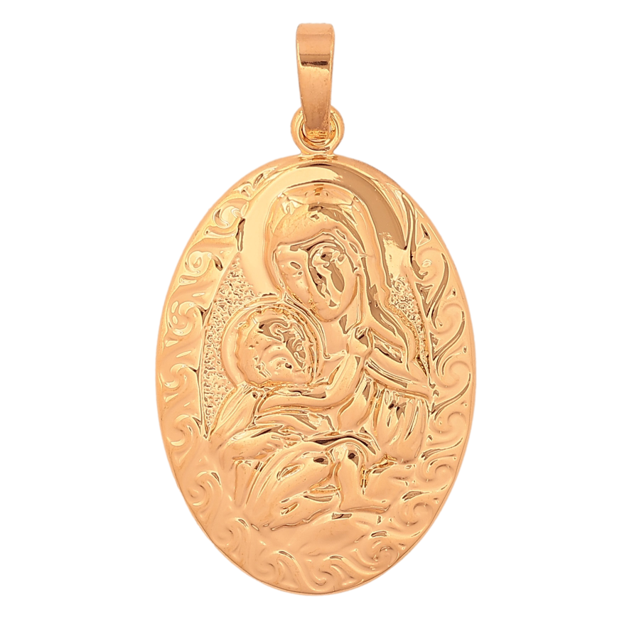 Кулон Xuping цвет Позолота 18K "Ладанка Дева Мария с младенцем" для цепочки до 6мм фото №1