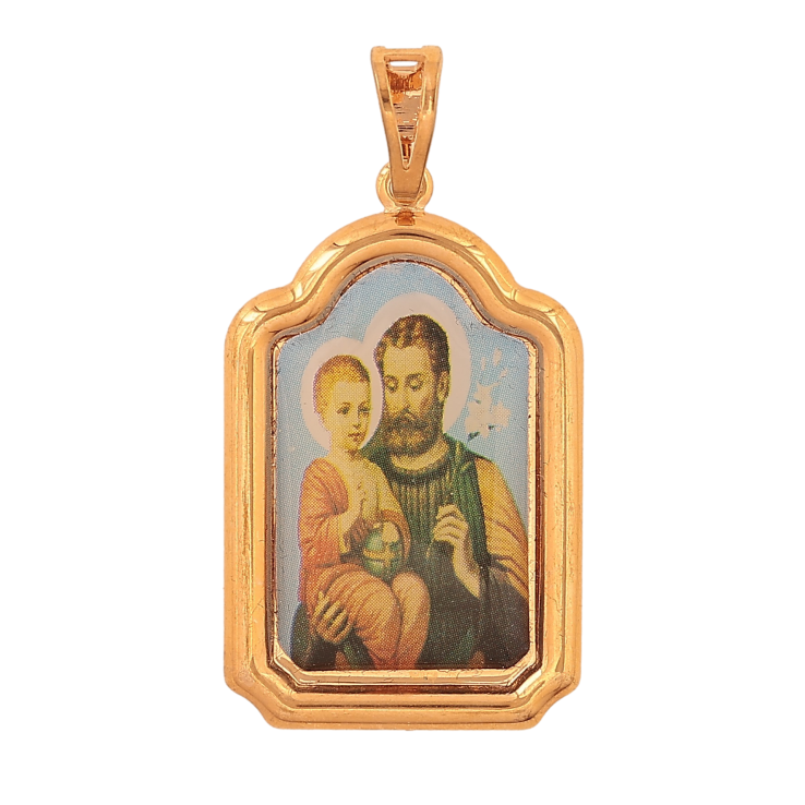 Кулон Xuping цвет Позолота 18K "Ладанка Иосиф с младенцем Иисусом" для цепочки до 7мм фото №9