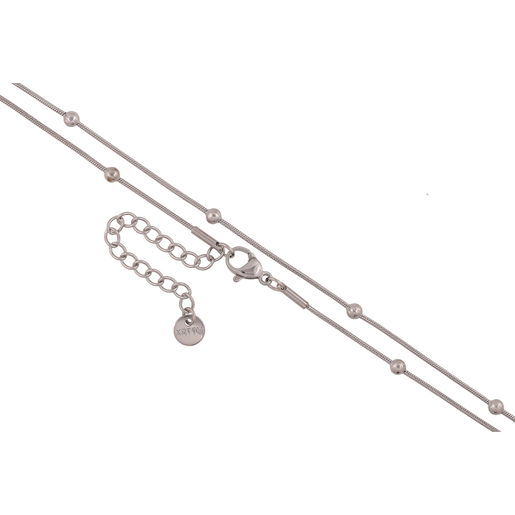 Цепочка Xuping ТТМ Stainless Steel цвет Родий "Плетение Ювелирный шнур с бусинами" длина 39-44см х 1-3мм фото №8