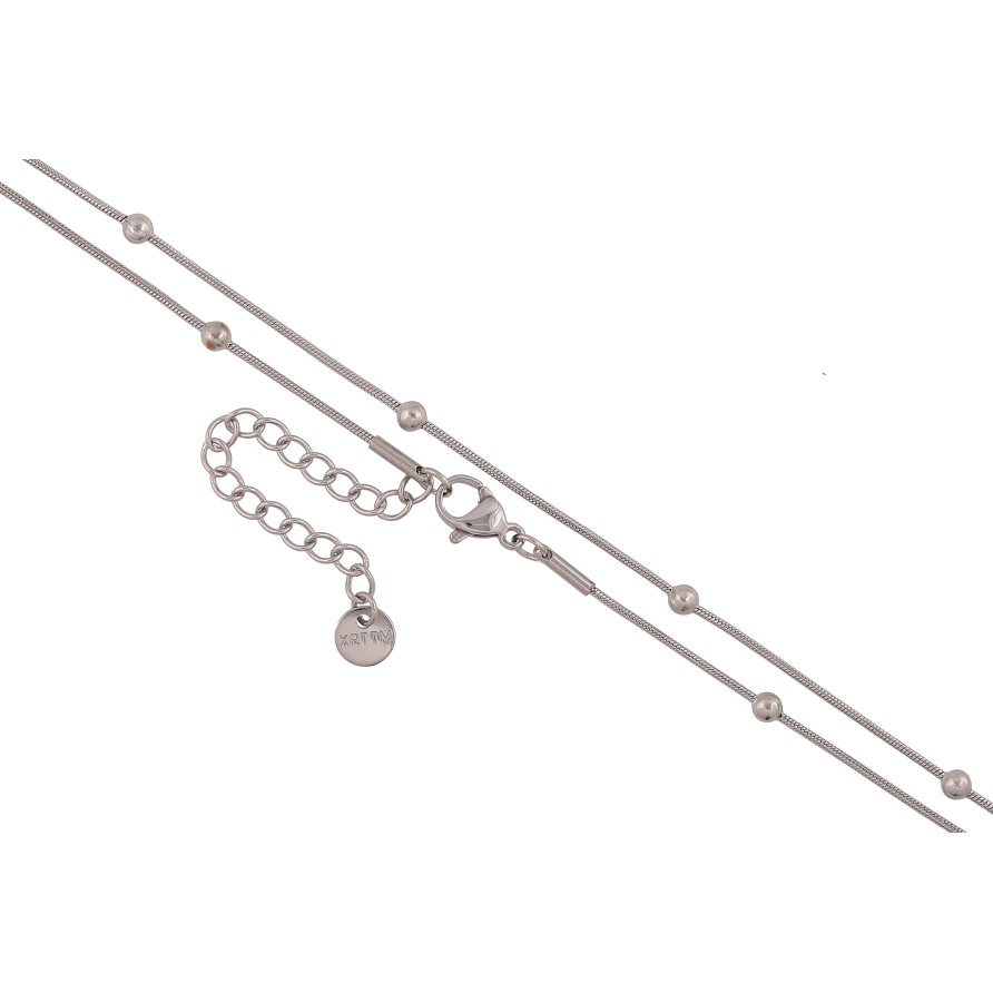 Цепочка Xuping ТТМ Stainless Steel цвет Родий "Плетение Ювелирный шнур с бусинами" длина 39-44см х 1-3мм фото №1