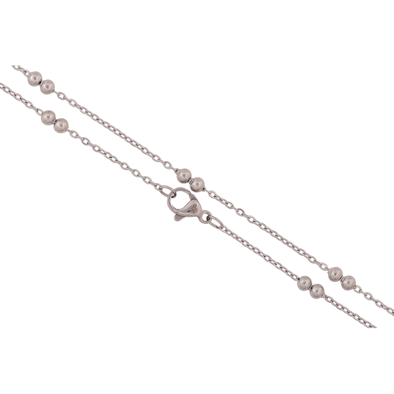 Ланцюжок Xuping ТТМ Stainless Steel колір Родій "Плетіння Якірне з намистинами" довжина 45см х 1.5-3мм фото №1