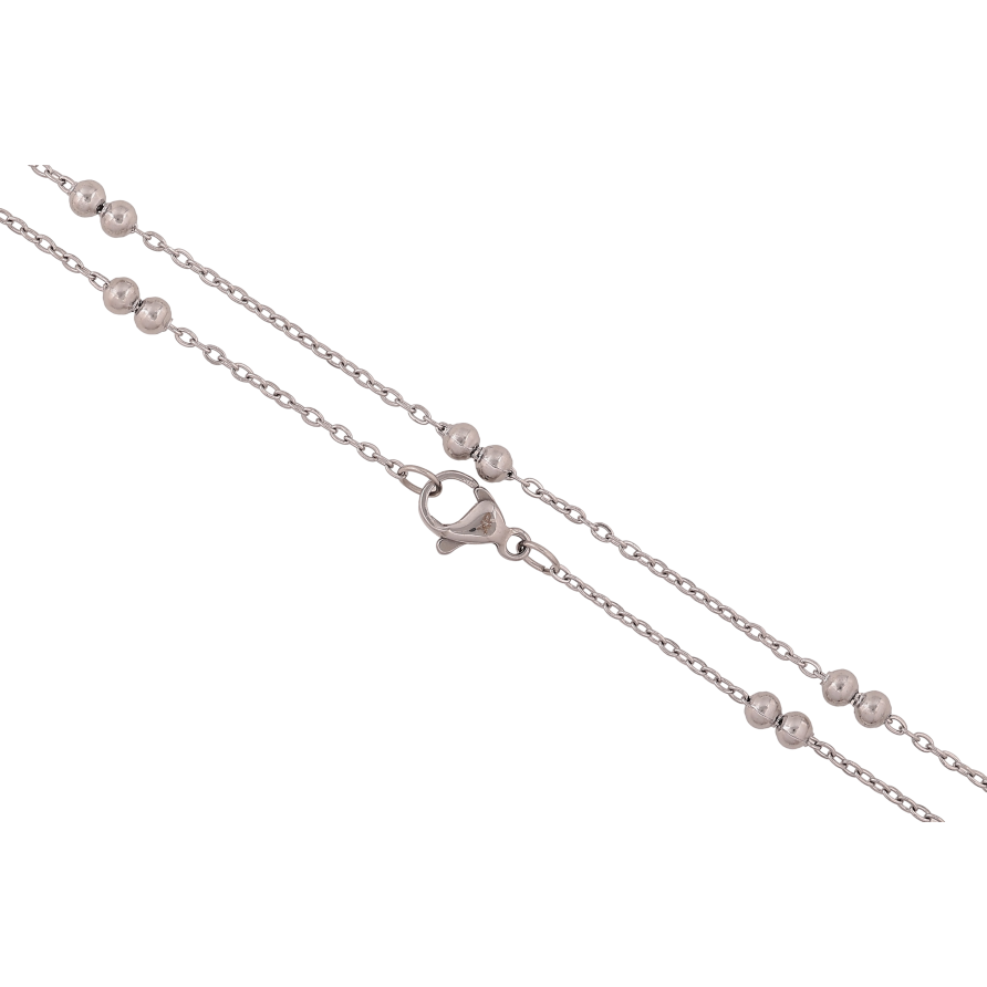 Ланцюжок Xuping ТТМ Stainless Steel колір Родій "Плетіння Якірне з намистинами" довжина 45см х 1.5-3мм фото №1