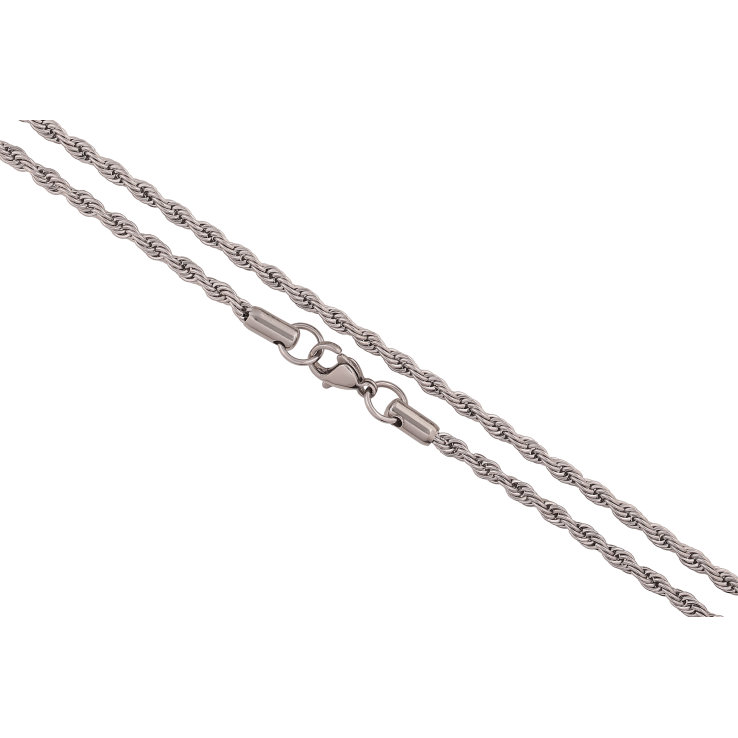 Цепочка Xuping ТТМ Stainless Steel цвет Родий "Плетение Веревка" длина 50см х 3мм фото №2