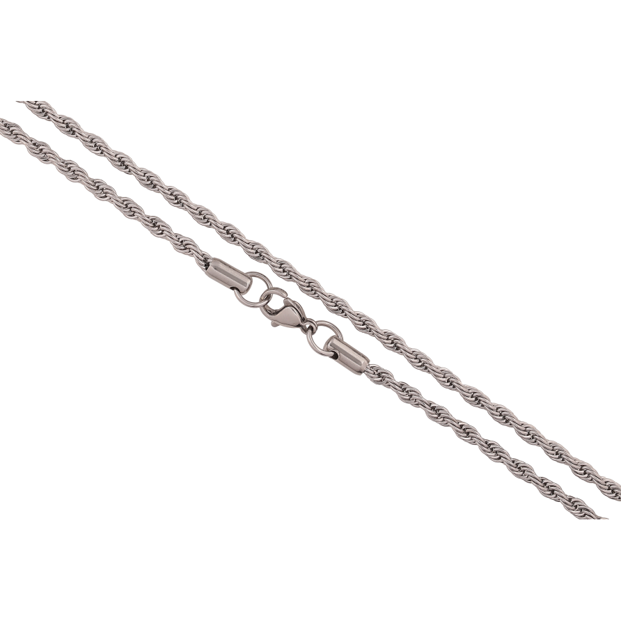 Цепочка Xuping ТТМ Stainless Steel цвет Родий "Плетение Веревка" длина 50см х 3мм фото №1