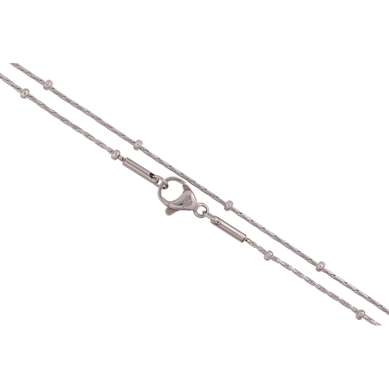 Ланцюжок Xuping ТТМ Stainless Steel колір Родій "Плетіння Фантазійне з намистинами" довжина 45см х 1-2мм фото №2 Ланцюжок Xuping ТТМ Stainless Steel колір Родій "Плетіння Фантазійне з намистинами" довжина 45см х 1-2мм фото №2