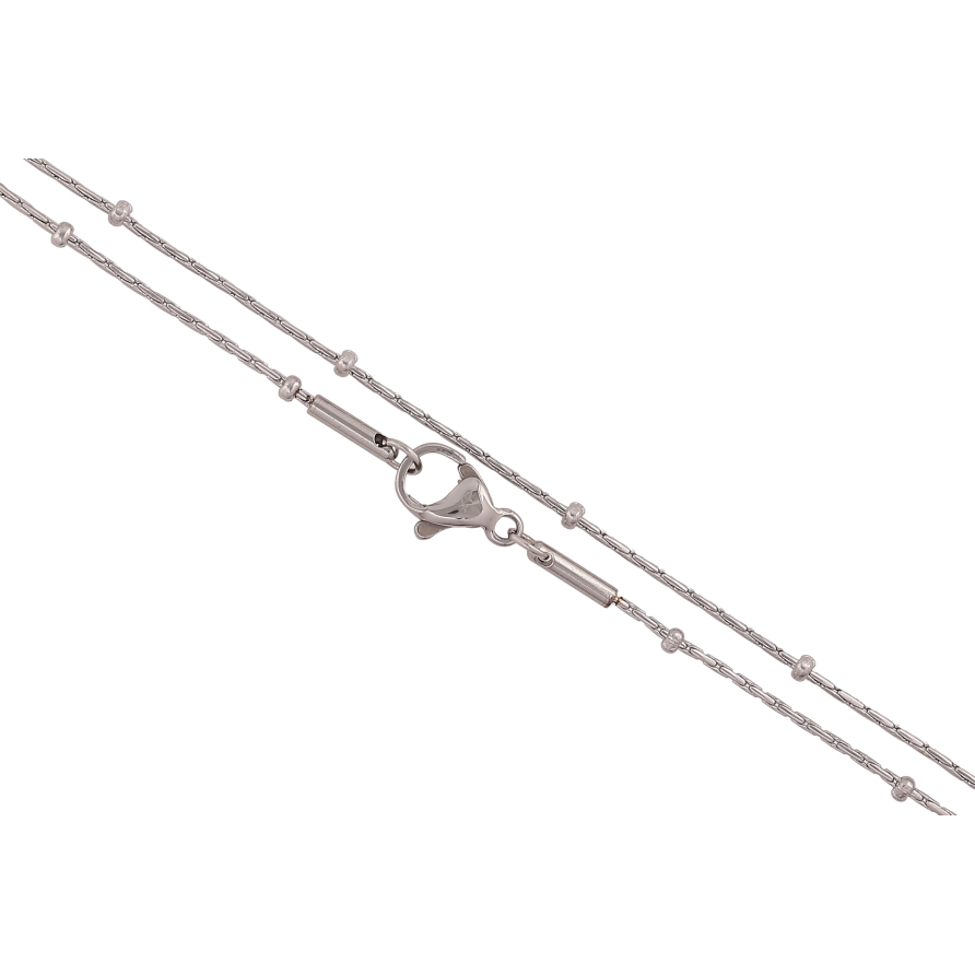 Цепочка Xuping ТТМ Stainless Steel цвет Родий "Плетение Фантазийное с бусинами" длина 45см х 1-2мм фото №1