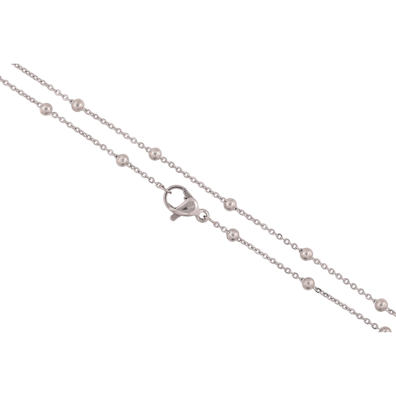 Цепочка Xuping ТТМ Stainless Steel цвет Родий "Плетение Якорное с бусинами" длина 45см х 1-3мм фото №1