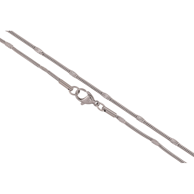 Ланцюжок Xuping ТТМ Stainless Steel колір Родій "Плетіння Ювелірний шнур з прокаткою" довжина 46см х 2мм фото №6 Ланцюжок Xuping ТТМ Stainless Steel колір Родій "Плетіння Ювелірний шнур з прокаткою" довжина 46см х 2мм фото №6