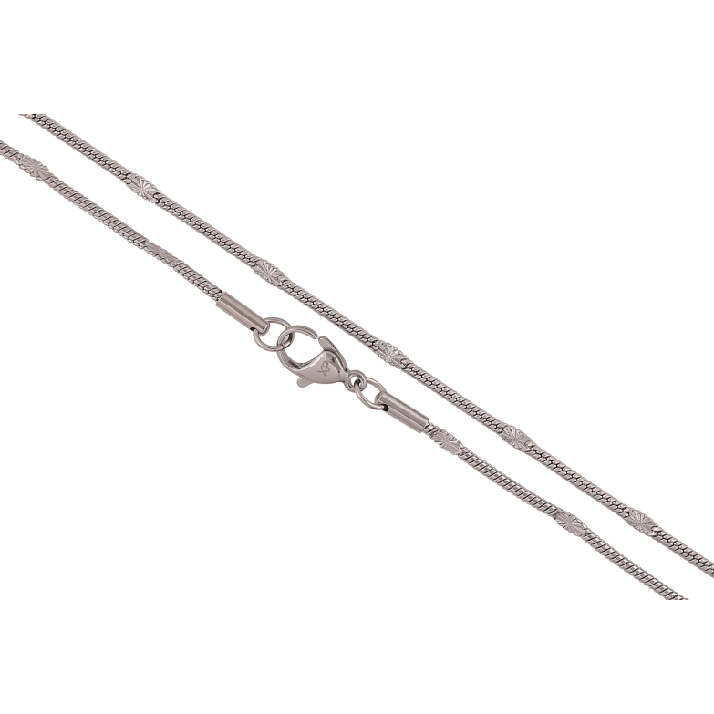 Ланцюжок Xuping ТТМ Stainless Steel колір Родій "Плетіння Ювелірний шнур з прокаткою" довжина 46см х 2мм фото №1