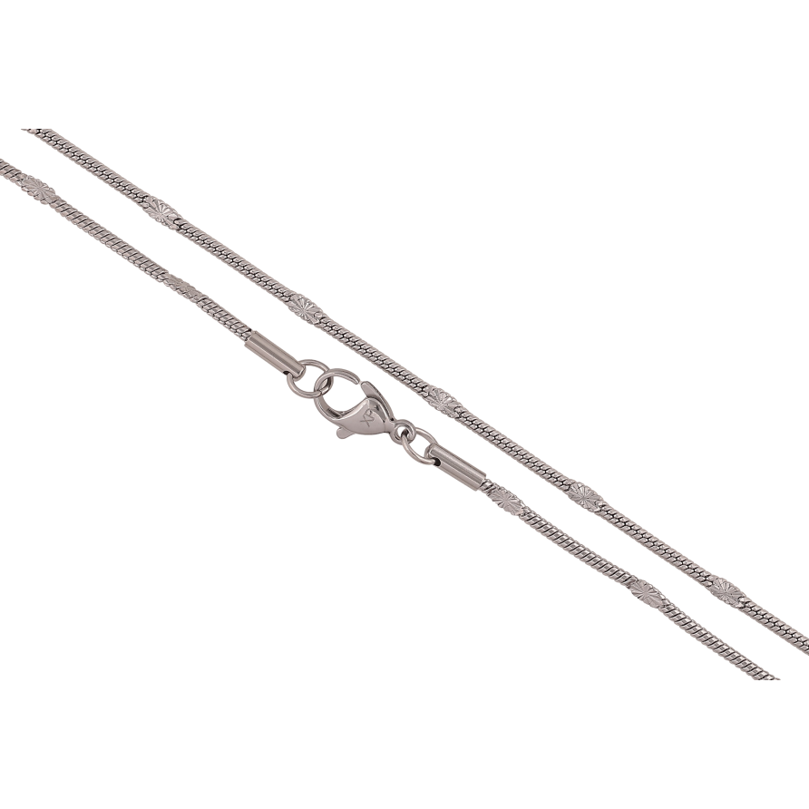 Ланцюжок Xuping ТТМ Stainless Steel колір Родій "Плетіння Ювелірний шнур з прокаткою" довжина 46см х 2мм фото №1