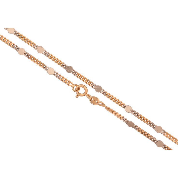 Цепочка Xuping цвет Позолота 18K + Родий "Плетение Панцирное с прокатанными кругами" длина 45см х 2-3мм фото №14