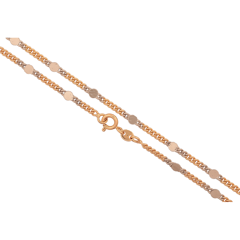 Ланцюжок Xuping колір Позолота 18K + Родій "Плетіння Панцирне з прокатаними колами" довжина 45см х 2-3мм фото №1